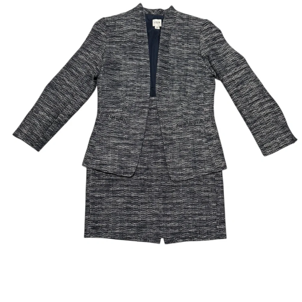 J. Crew Navy and White Tweed Blazer size 00